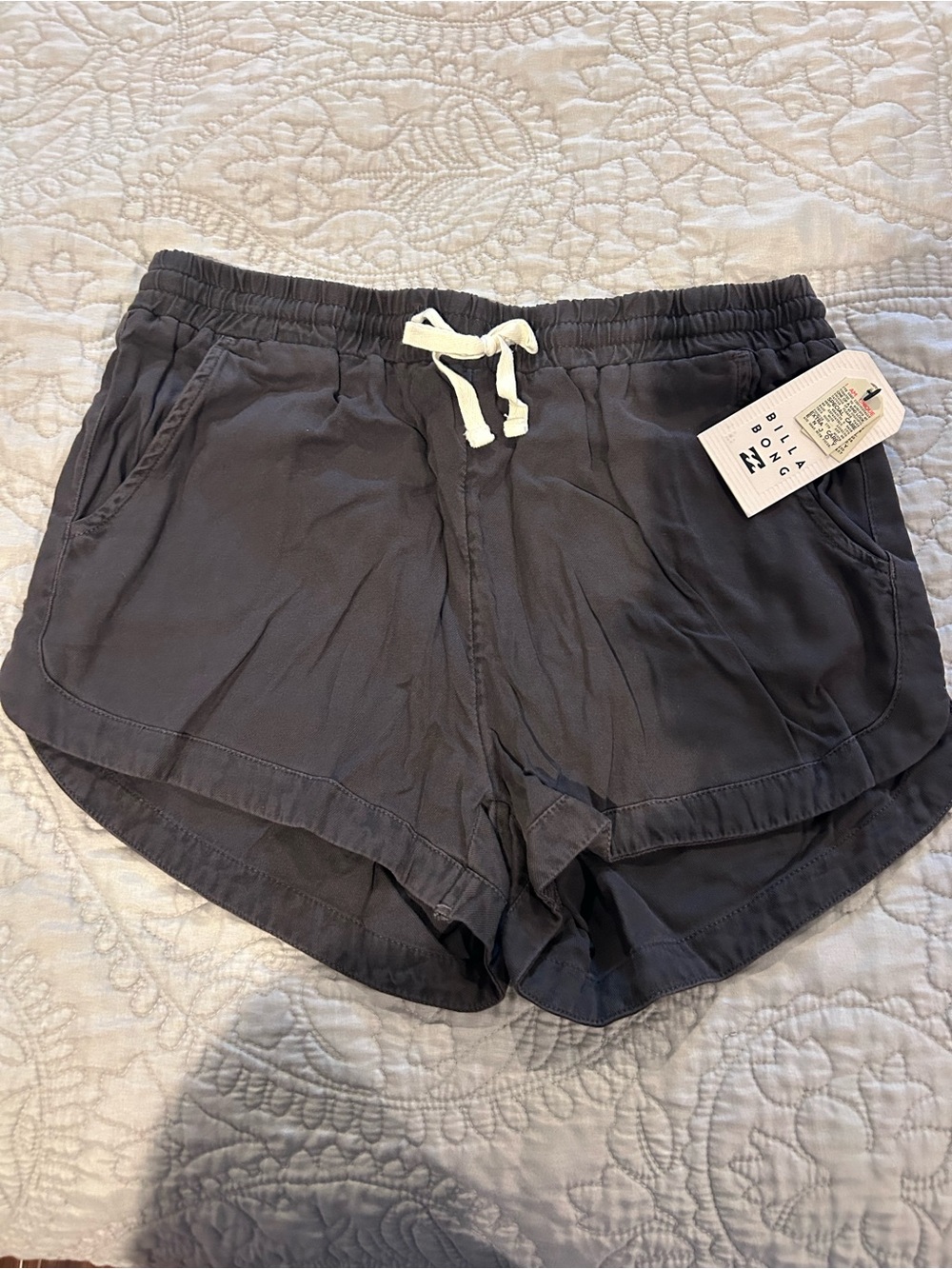 Billabong Women's Charcoal Gray Drawstring Athletic Shorts